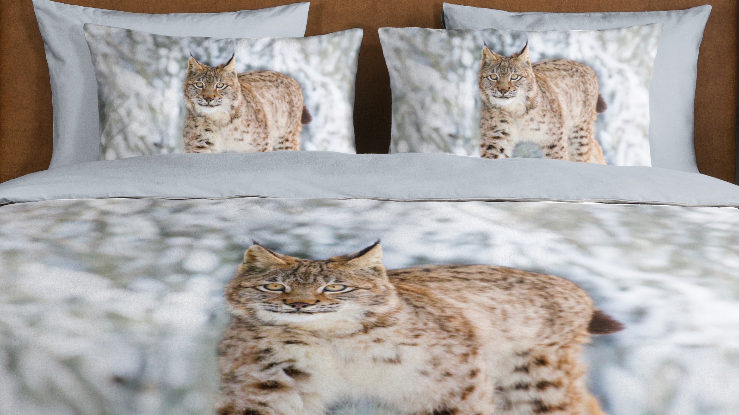 Dekbedovertrek Good Morning Lynx - Grey close up