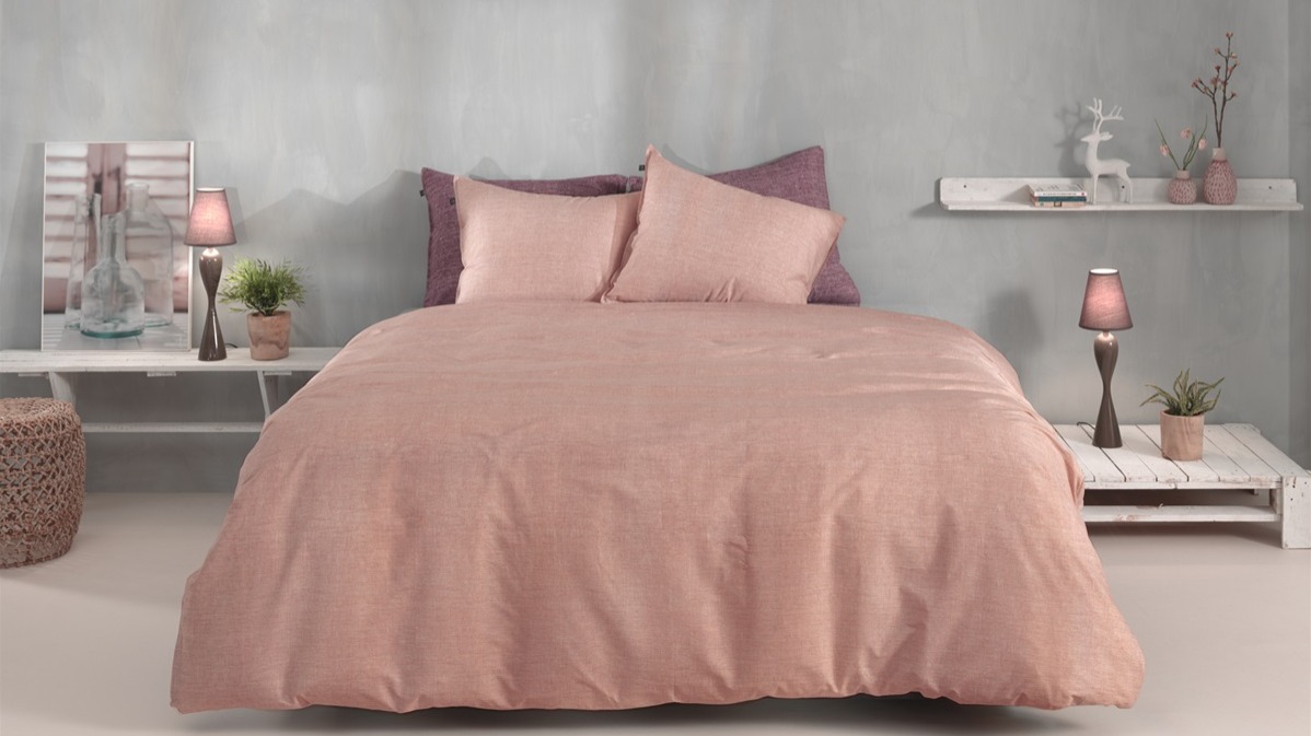 Dekbedovertrek ZoHome Lino - Old Rose front