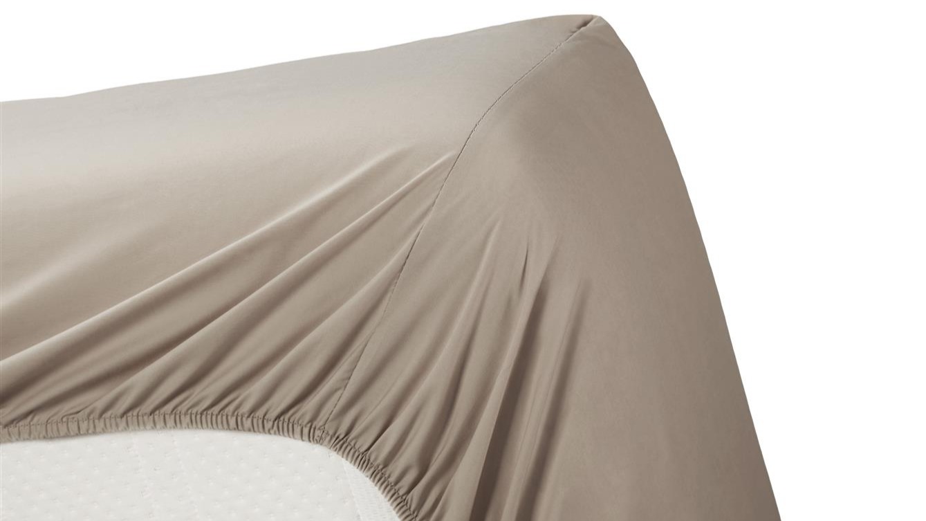 Hoeslaken Duosplit Topper Ambiante Cotton Uni Taupe corner