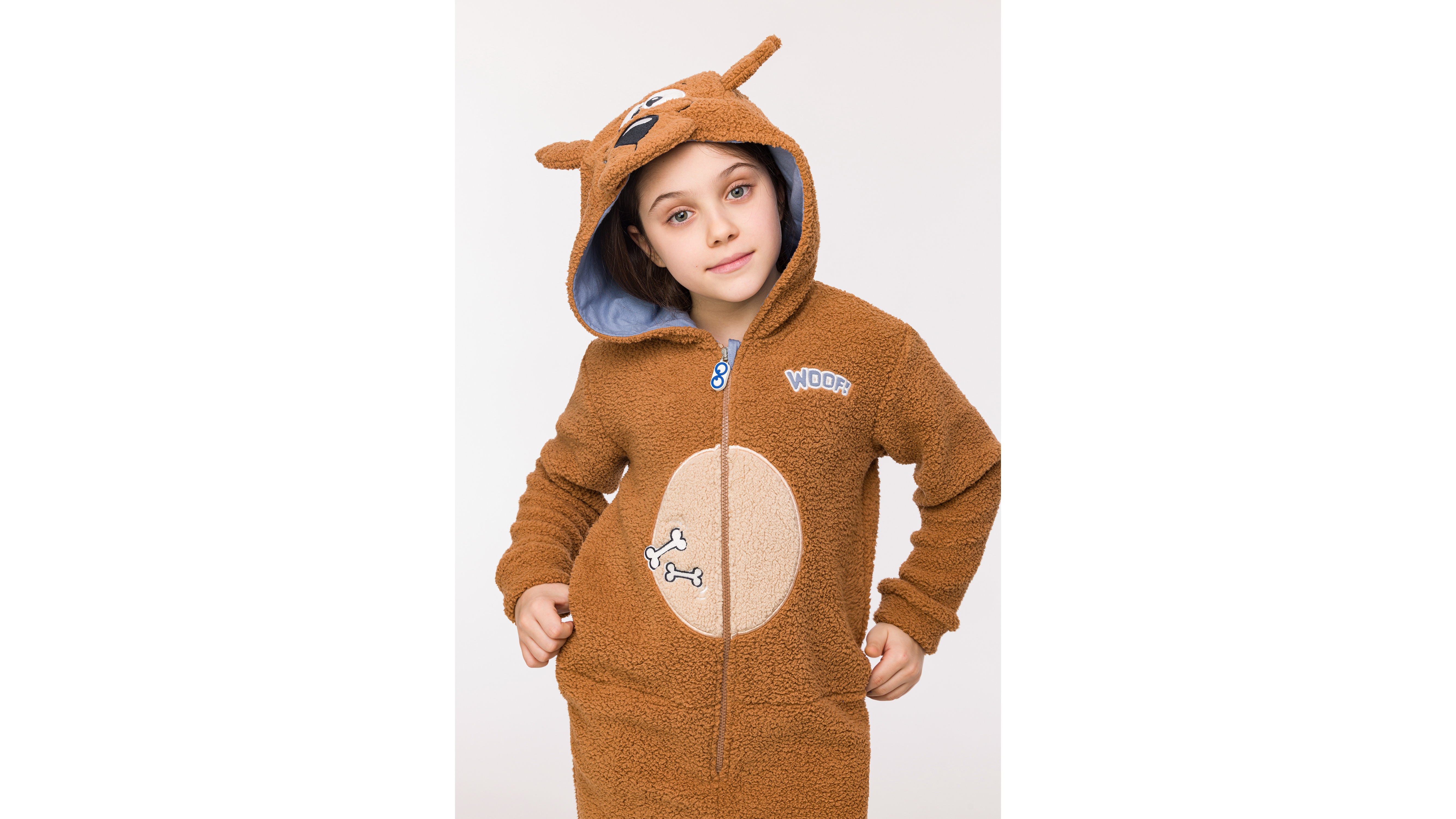 Onesie Unisex Woody Labradoodle - Bruin girls close up