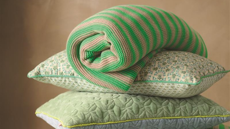 Plaid Pip Studio Bonsoir Stripe Throw - Green mood