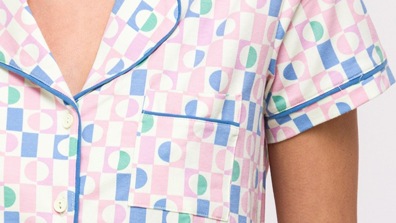 Pyjama Dames Studio Woody Geometr pr Bloes - Roze detail