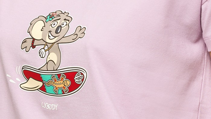 Pyjama Dames Woody Uni Koala Surfplank - Mauve detail