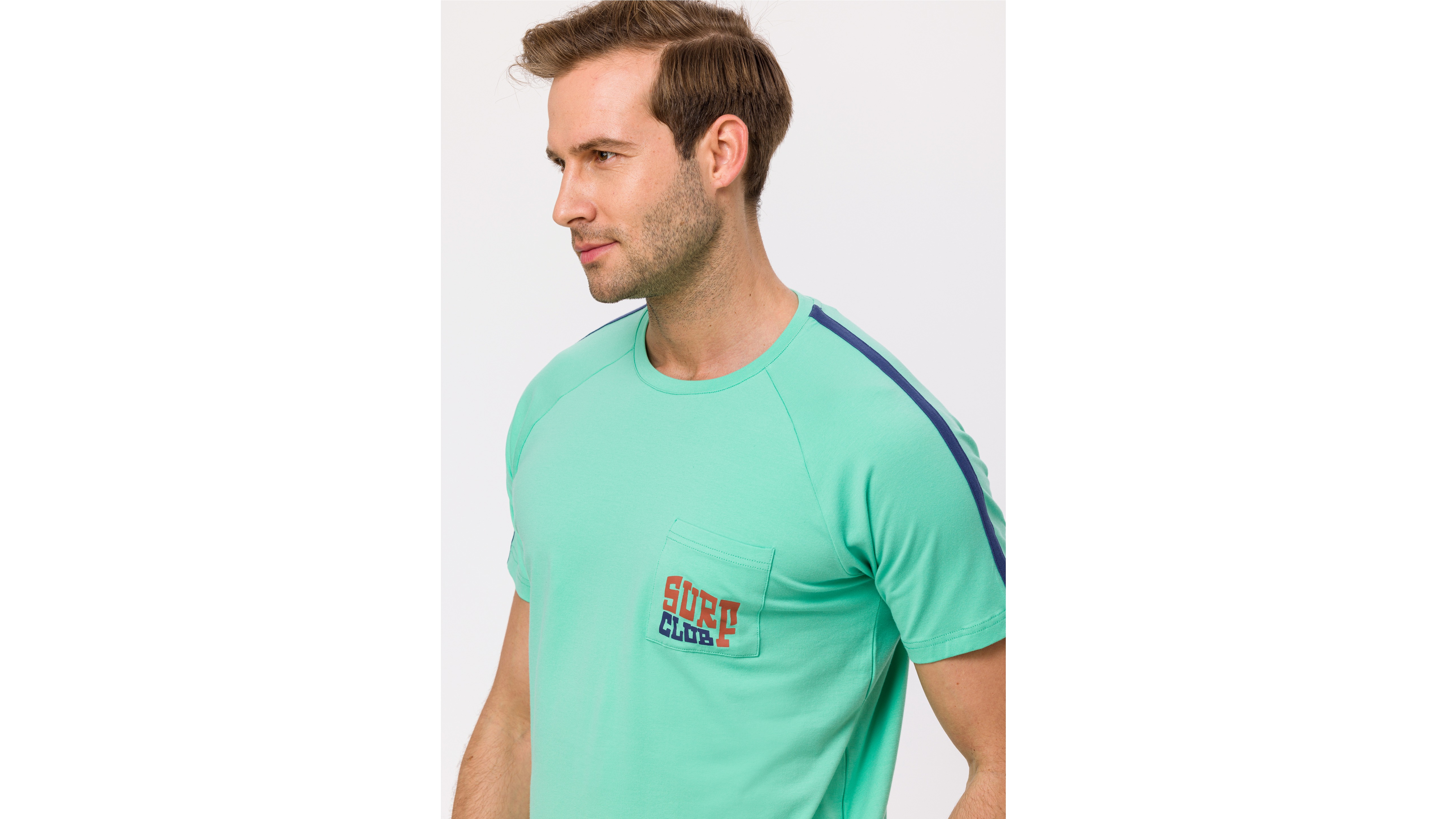 Pyjama Heren Studio Woody Surf Club Pocket - Groen close up