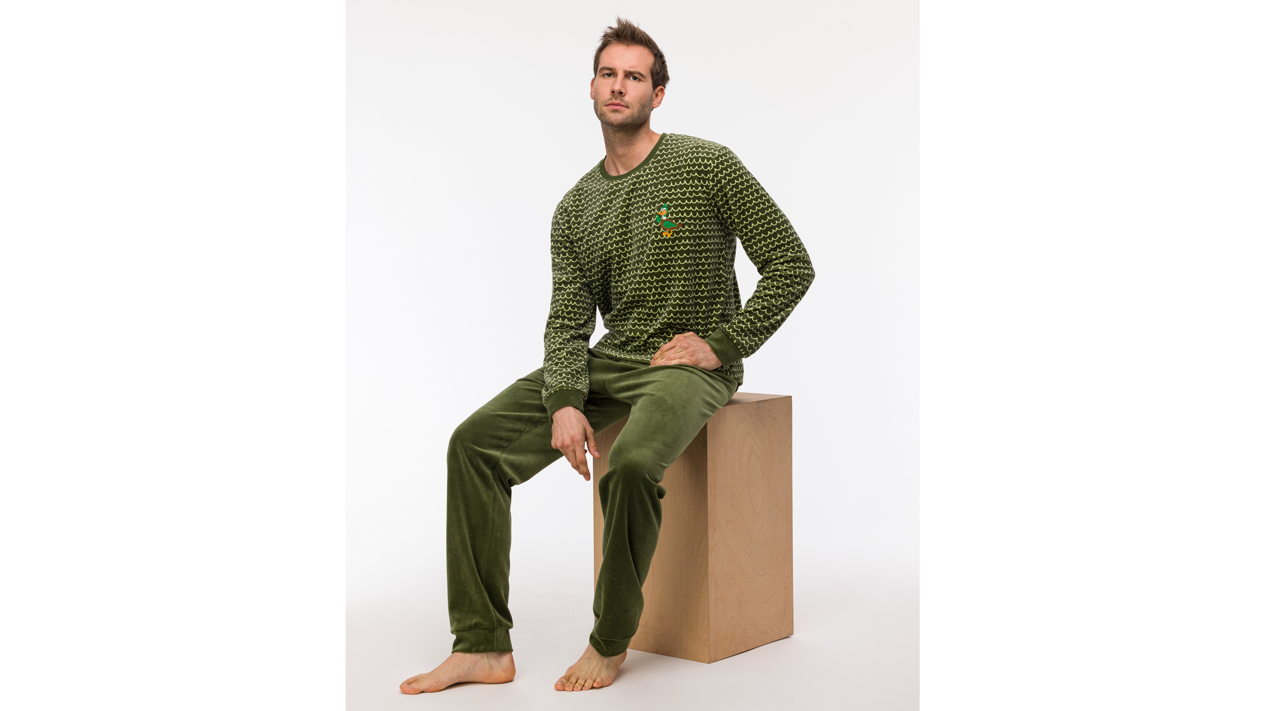 Pyjama Heren Woody Golfjes - Groen mood