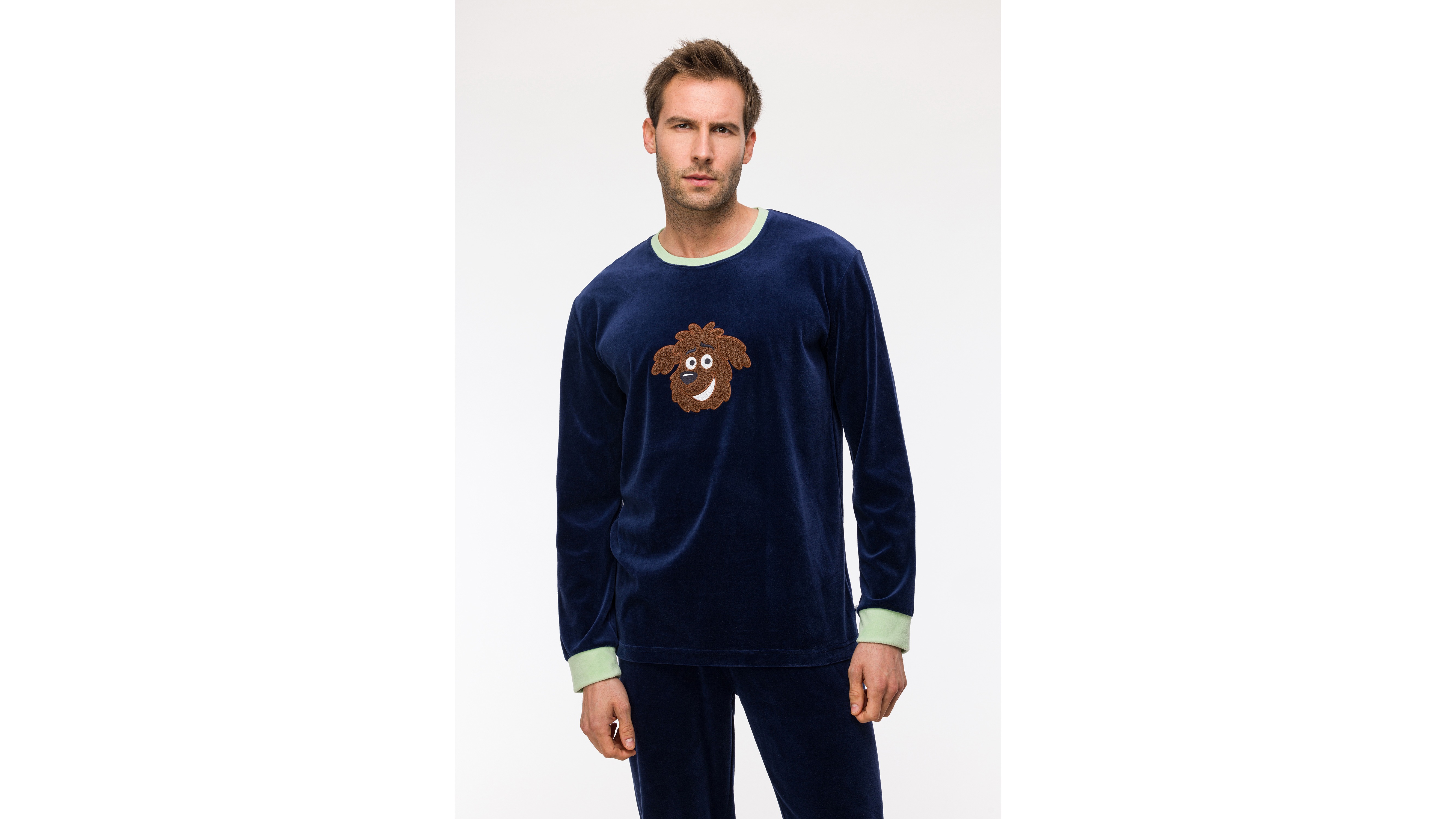 Pyjama Heren Woody Labradoodle - Donkerblauw mood