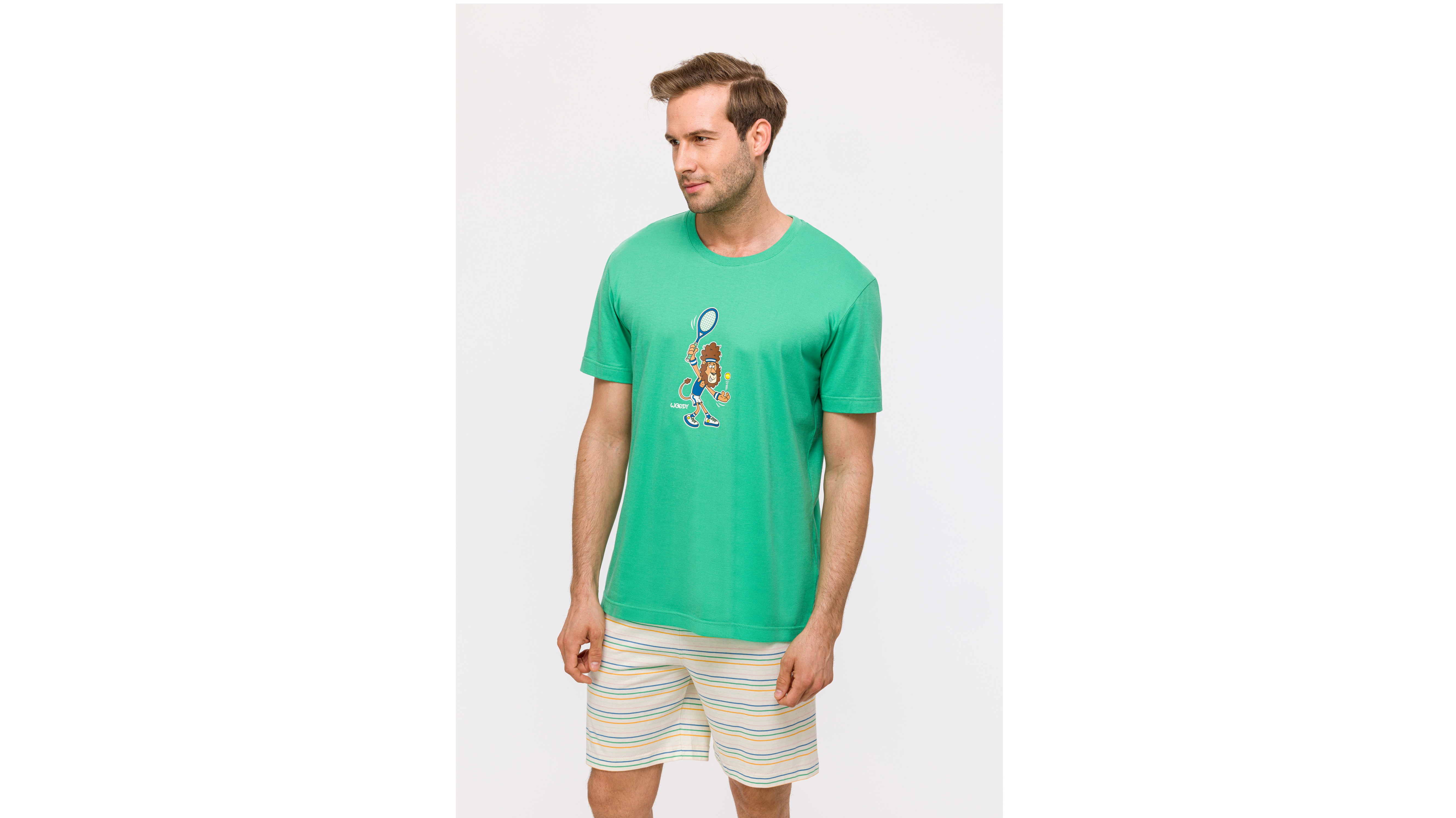 Pyjama Heren Woody Leeuw Tennis - Groen mood