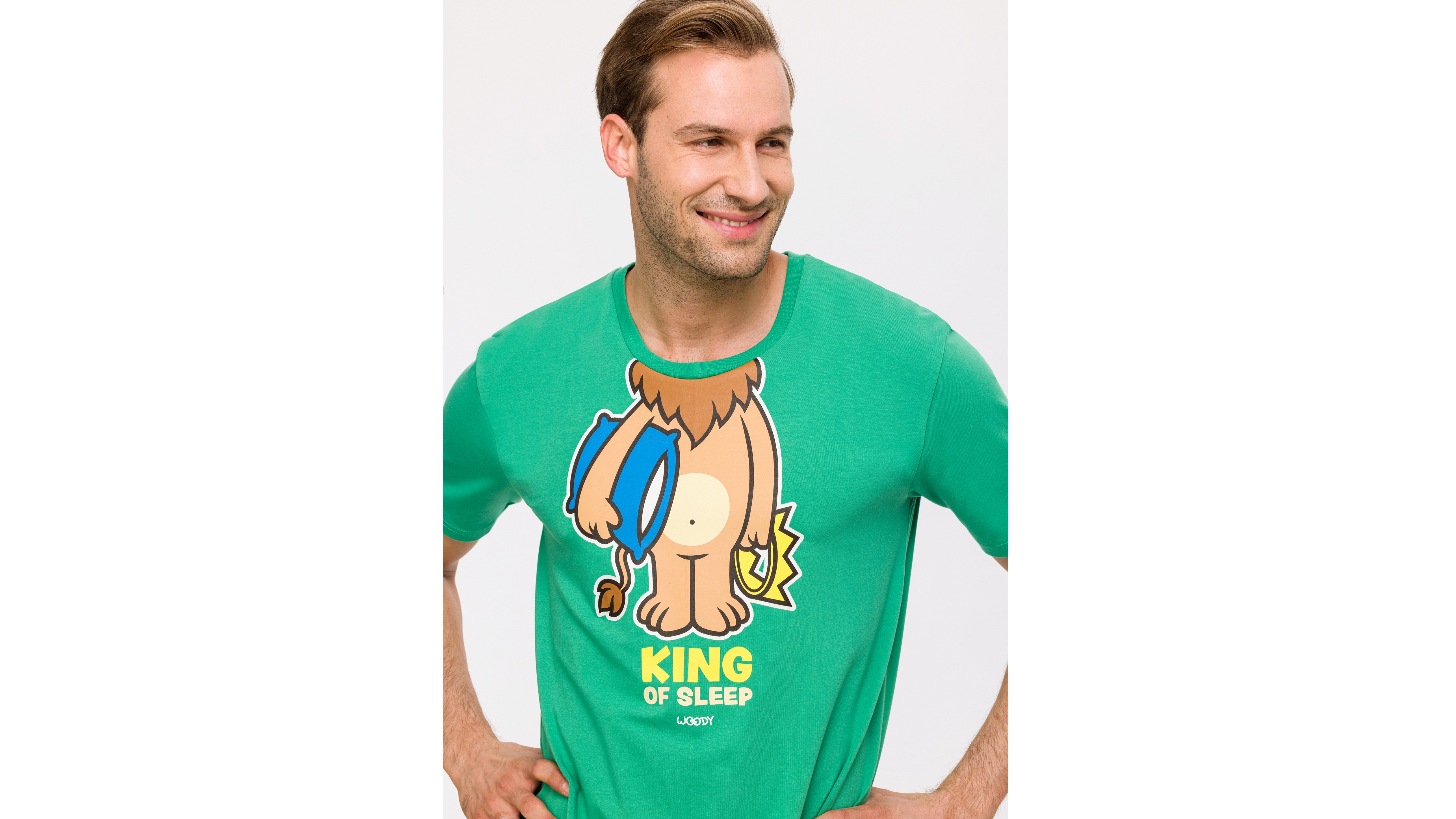 Pyjama Heren Woody Short King Of Sleep - Groen closer