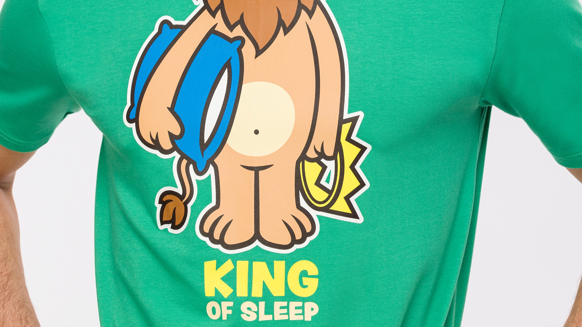 Pyjama Heren Woody Short King Of Sleep - Groen detail