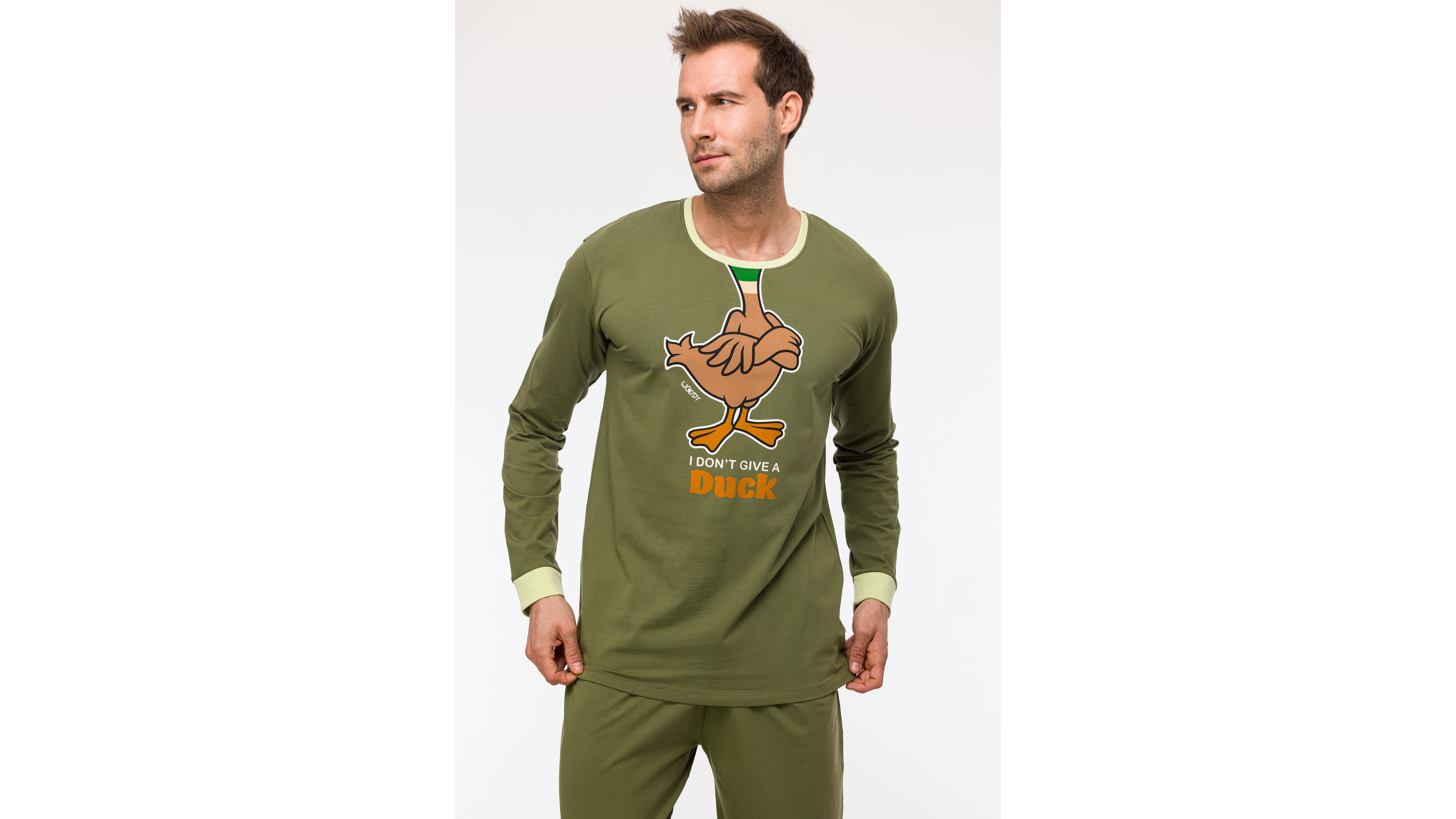 Pyjama Heren Woody Uni Duck - Khakigroen mood