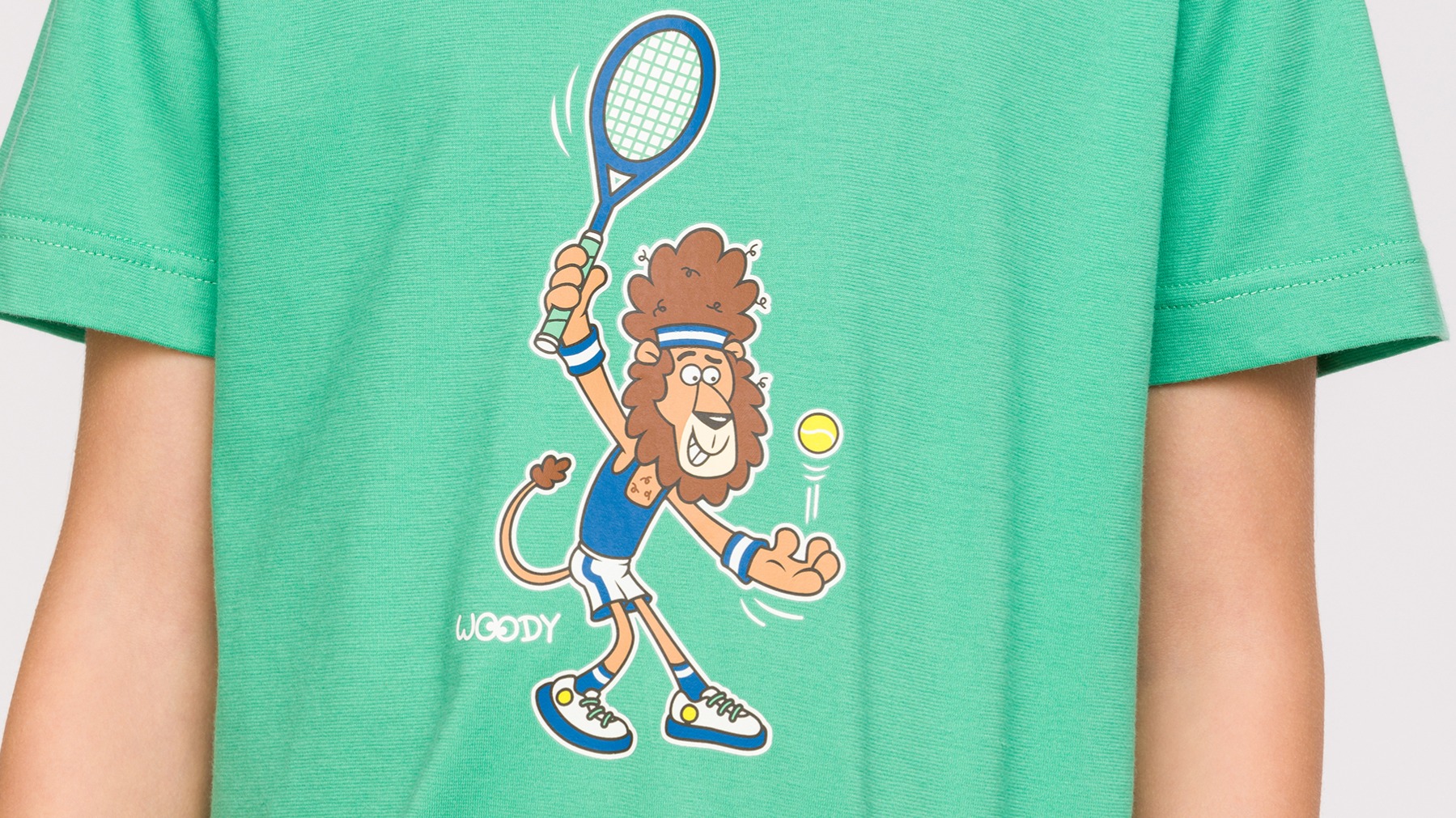 Pyjama Jongens Woody Leeuw Tennis - Groen detail front