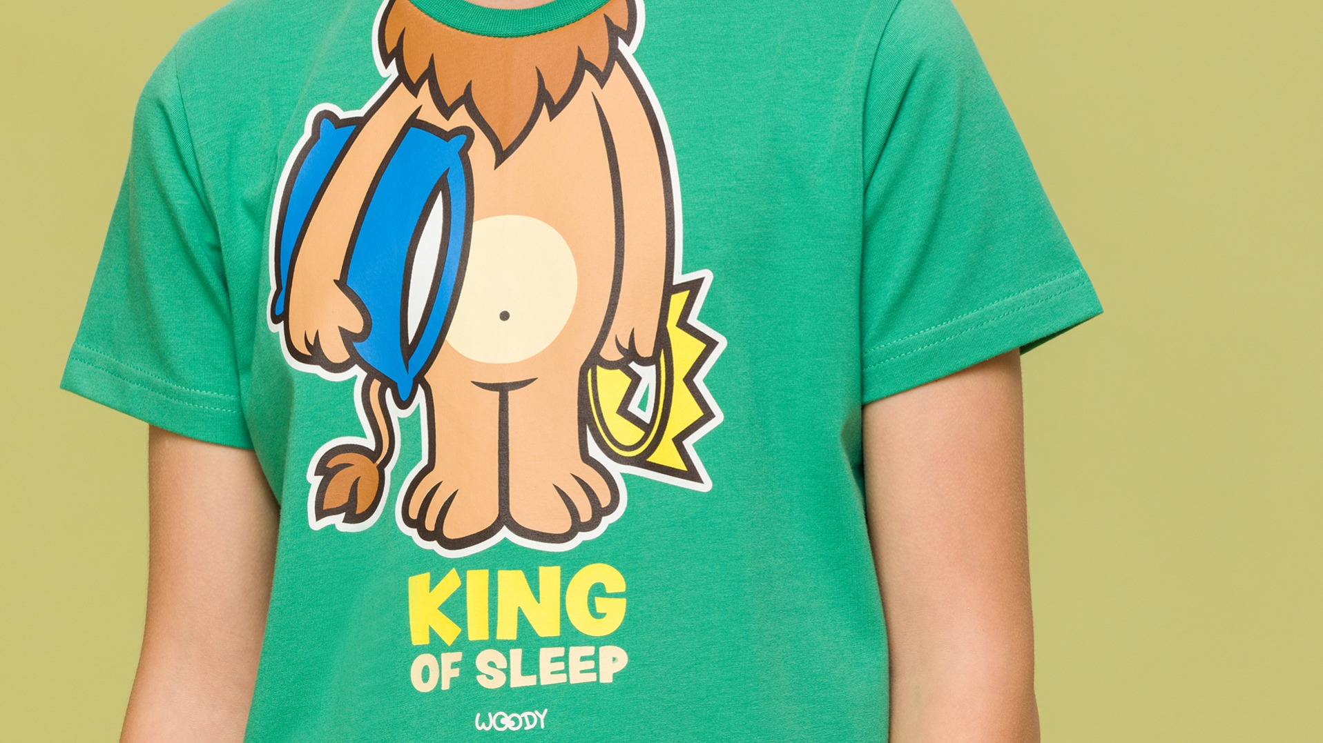 Pyjama Jongens Woody Short King Of Sleep - Groen detail