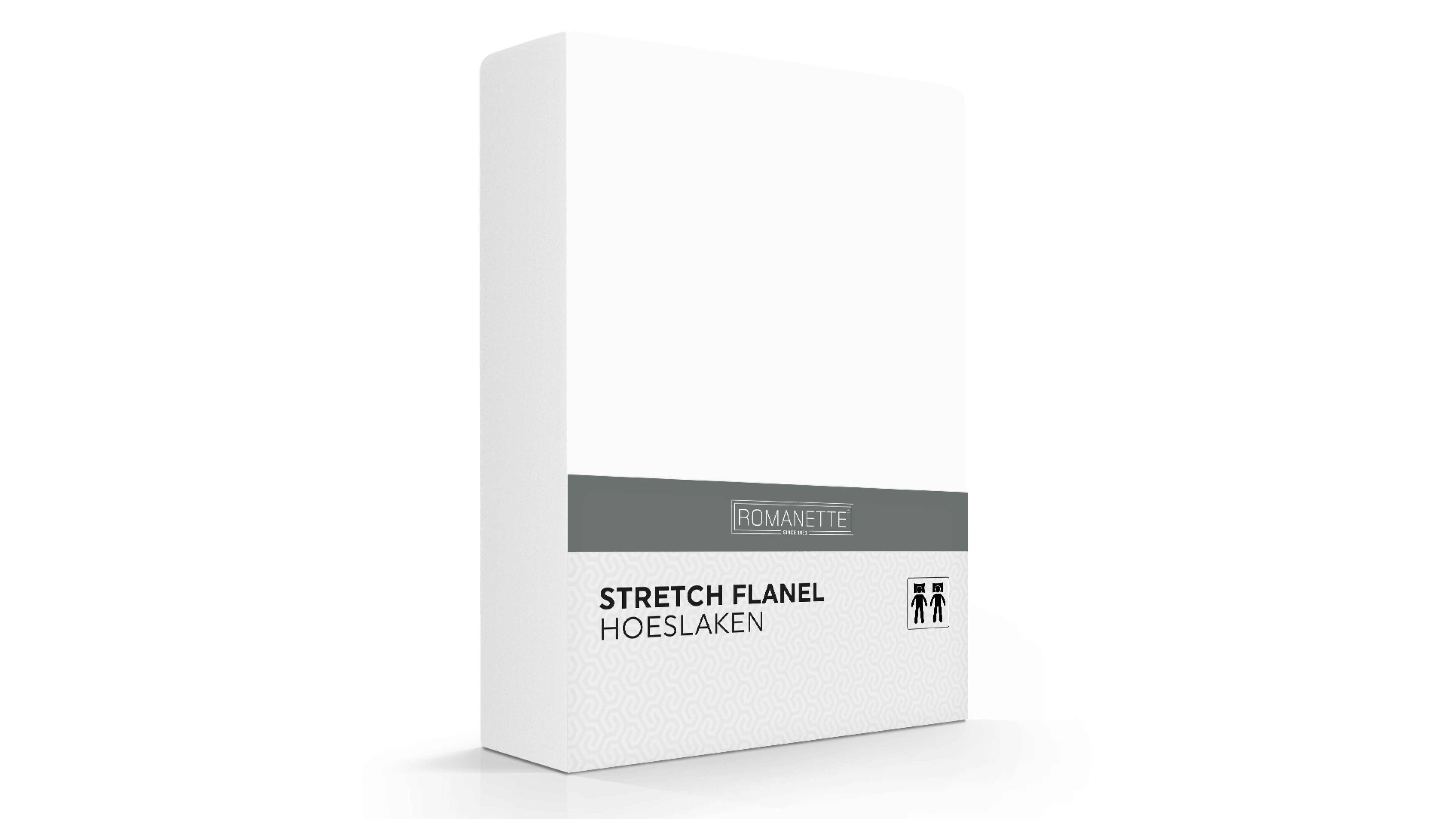 Hoeslaken Romanette Flanel Stretch - White